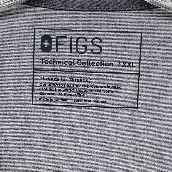 Figs Technical Collection Size XXL Graphite Gray V Neck Scrub Top 3 Pockets - Picture 4 of 14